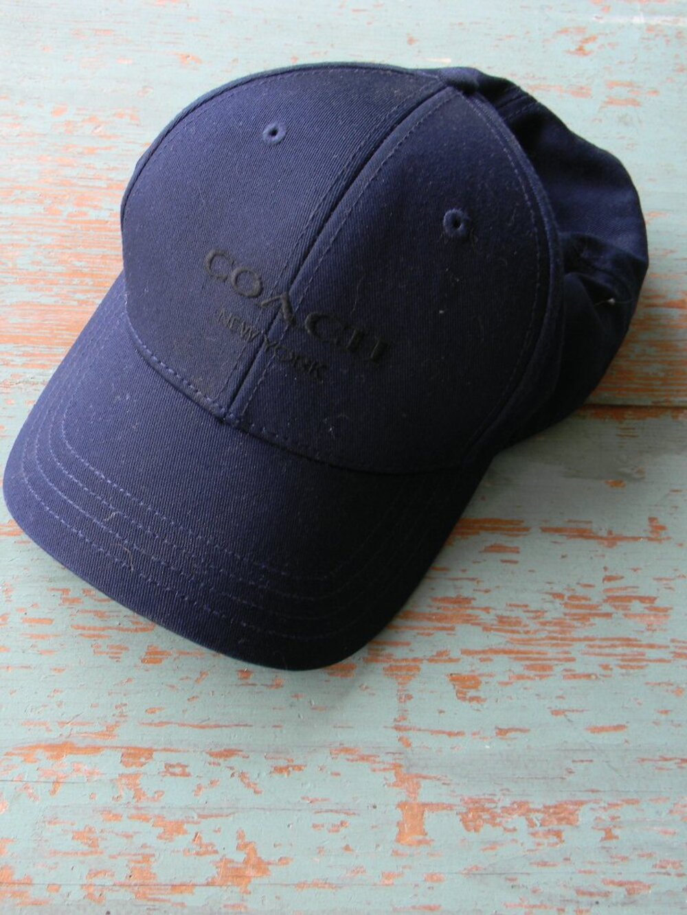 Coach NY Unisex Embroidered Logo Baseball Cap/Hat XS/S NAVY BLUE